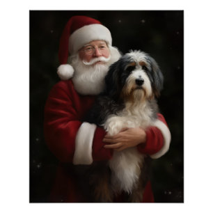 Bernedoodle mit Santa Claus Festliches Weihnachten Poster