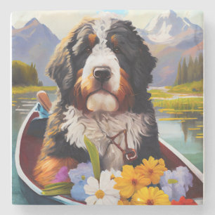 Bernedoodle on a Paddle: Ein Landschaftliches Aben Steinuntersetzer
