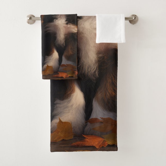 Bernedoodle Puppy Autumn Delight Pumpen Badhandtuch Set (Insitu)