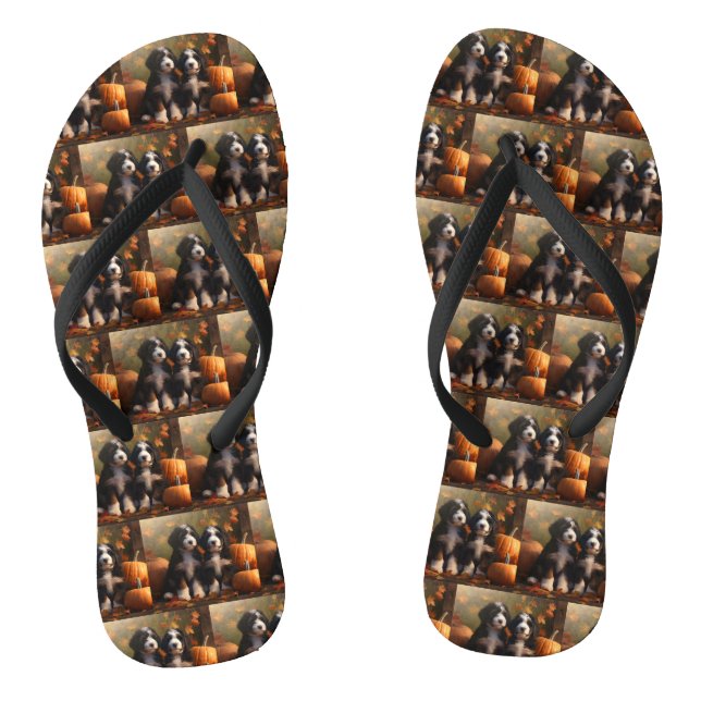 Bernedoodle Puppy Autumn Delight Pumpen Flip Flops (Fußbett)