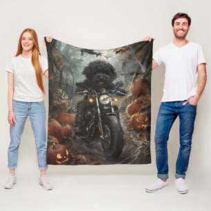 Bernedoodle Riding Motorrad Halloween Beängstigend Fleecedecke