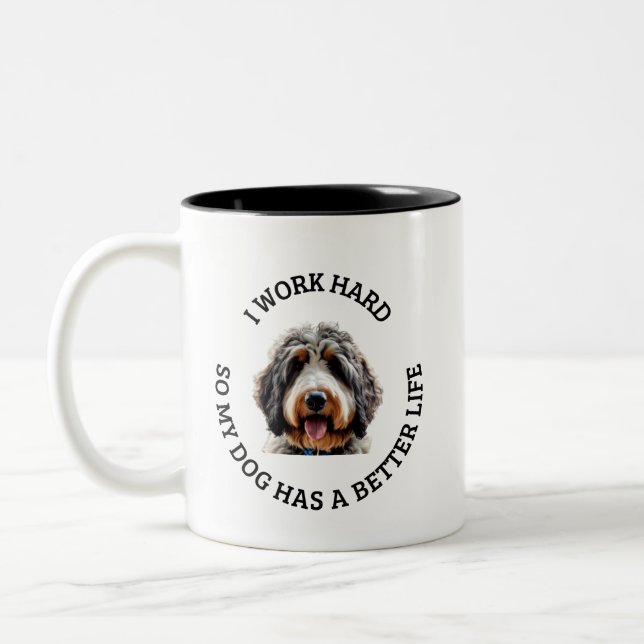 Bernedoodle-Tasse Zweifarbige Tasse (Links)
