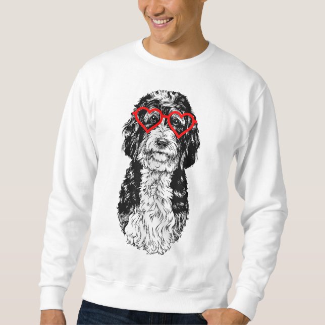 Bernedoodle Valentinstag Doodle Dog Mom Hund Liebe Sweatshirt (Vorderseite)