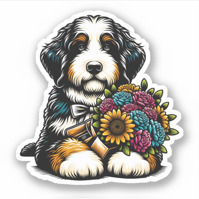 Bernedoodle Vinyl Dog Sticker (Vorderseite)