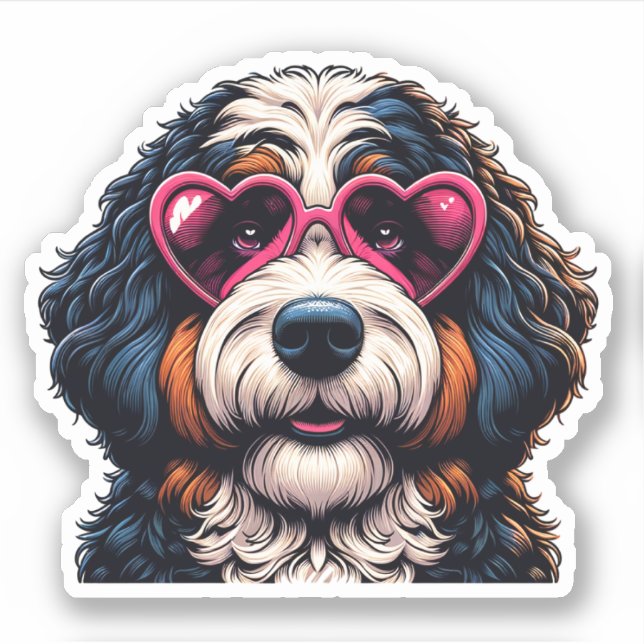 Bernedoodle Vinyl Dog Sticker (Vorderseite)