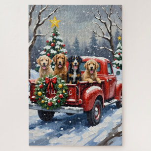 Bernedoodle Weihnachten Rotes Lastwagen Ferien