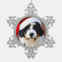 Bernedoodle Weihnachten Schneeflocken Zinn-Ornament