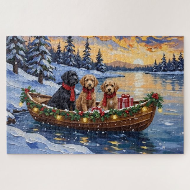 Bernedoodle Weihnachtsboot Feiertag (Horizontal)