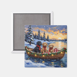 Bernedoodle Weihnachtsboot Urlaub Magnet