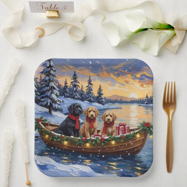Bernedoodle Weihnachtsboot Urlaub Pappteller (Hochzeit)