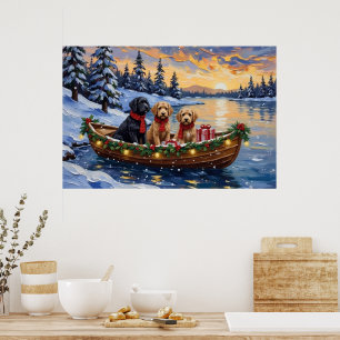 Bernedoodle Weihnachtsboot Urlaub Poster