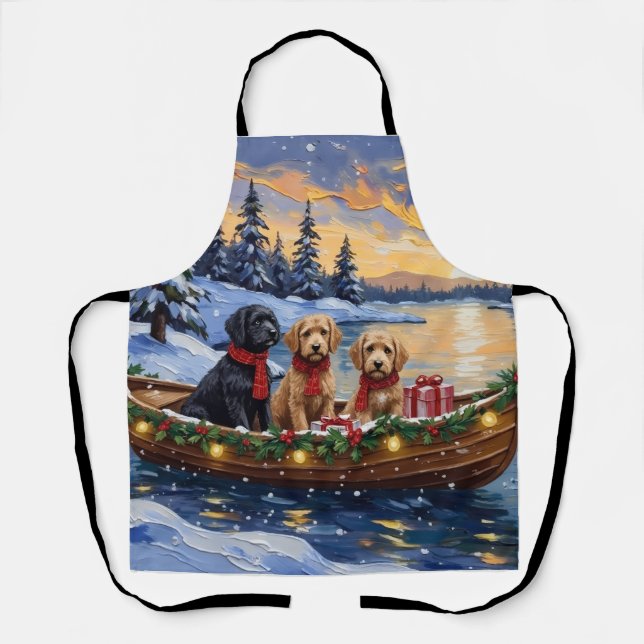 Bernedoodle Weihnachtsboot Urlaub Schürze (Vorderseite)