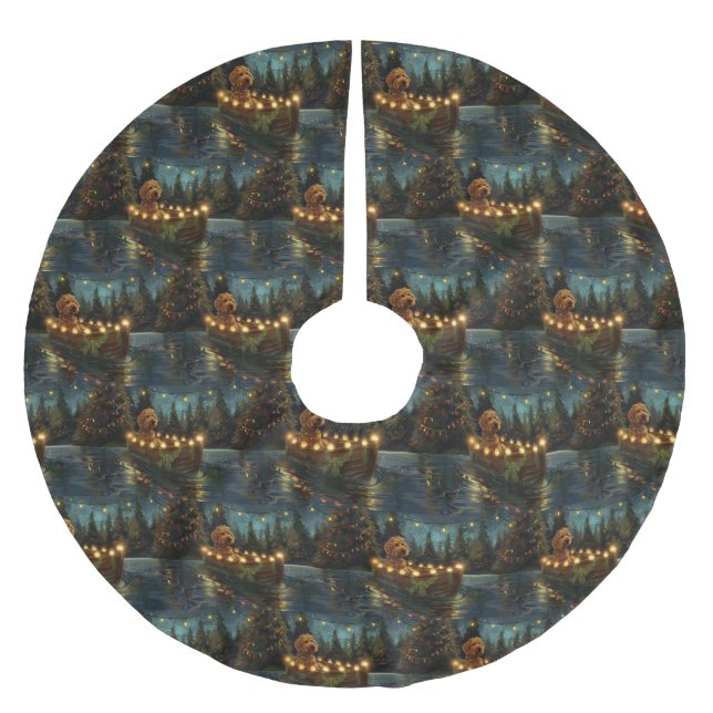 Bernedoodle Weihnachtsfeiertage Polyester Weihnachtsbaumdecke (Vorderseite)