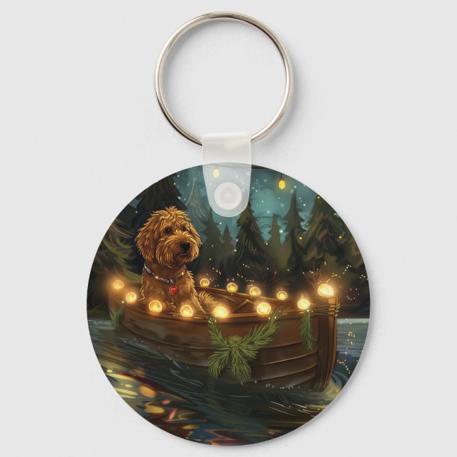 Bernedoodle Weihnachtsfeiertage Schlüsselanhänger (Vorderseite)