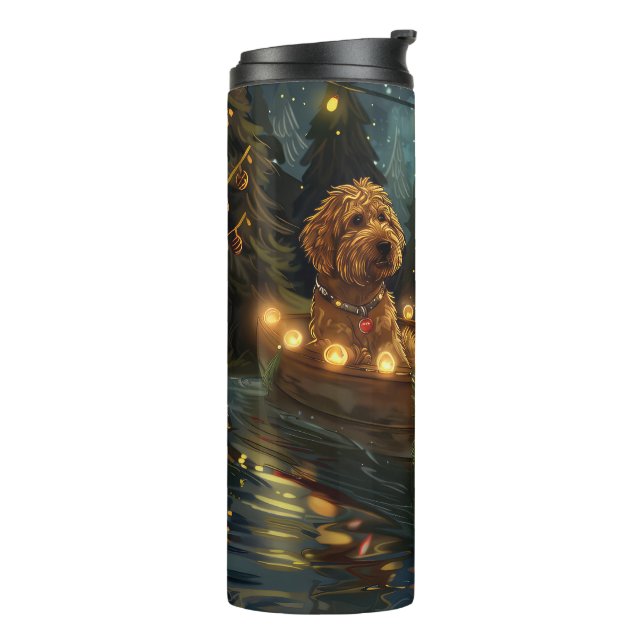 Bernedoodle Weihnachtsfeiertage Thermosbecher (Nach links gedreht)