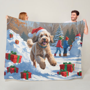 Bernedoodle Weihnachtsfest Schnee Szene Fleecedecke