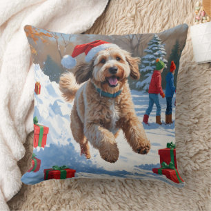 Bernedoodle Weihnachtsfest Schnee Szene Kissen