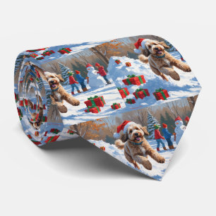 Bernedoodle Weihnachtsfest Schnee Szene Krawatte
