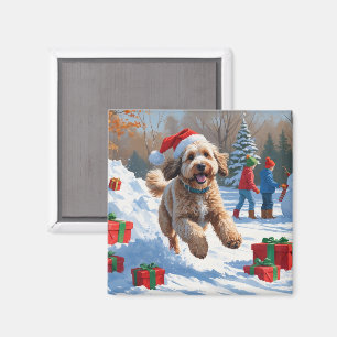 Bernedoodle-Weihnachtsfest-Schneeszene Magnet