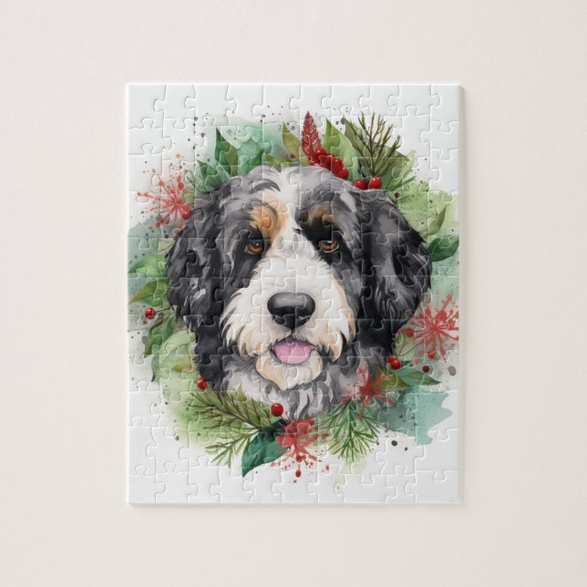 Bernedoodle Weihnachtsmann Festliche Jungfrau (Vertikal)