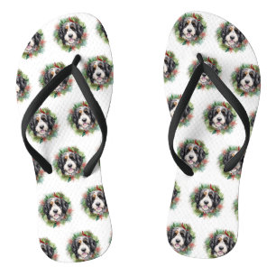 Bernedoodle Weihnachtsmann Festliche Jungfrau Flip Flops