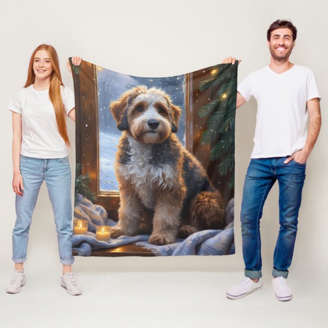 bernedoodle With Christmas Lights Holiday Fleecedecke (Beispiel)