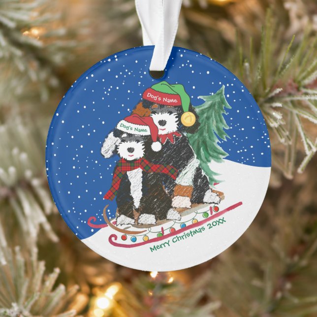 Bernedoodles personnalisés Motoneige de Noël décor (Arbre)