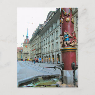 Berner Altstadt - Dekorierter Brunnen Postkarte