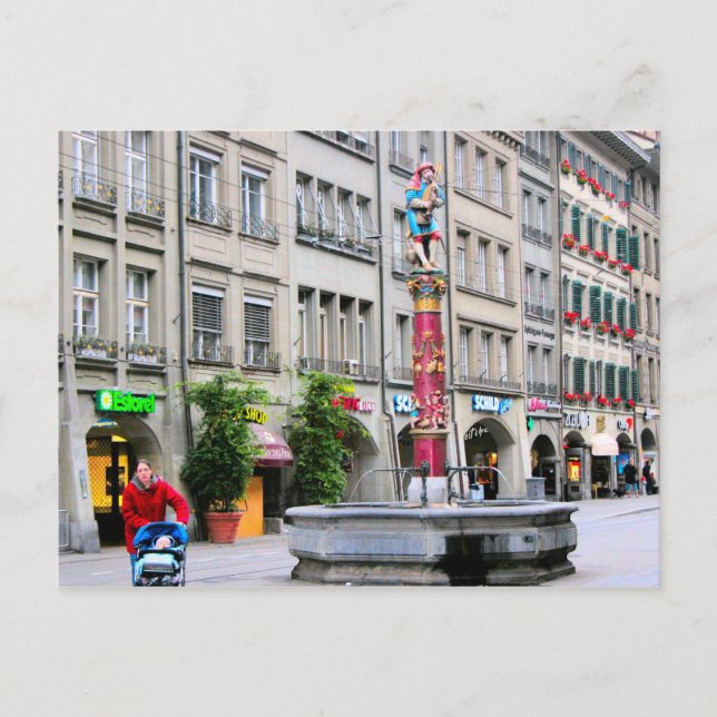 Berner Altstadt - Mittelalterlicher Brunnen Postkarte (Vorderseite)