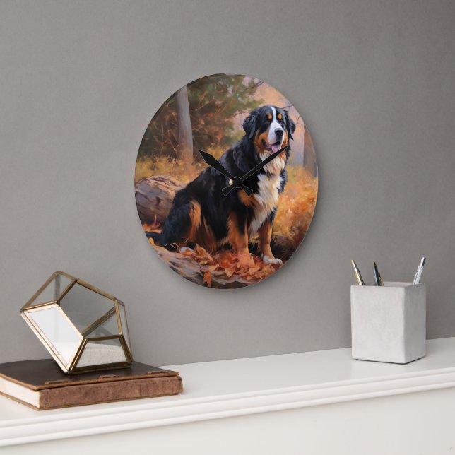 Berner Berg im Herbst Leaves Fall Inspiriert Große Wanduhr (Büro)