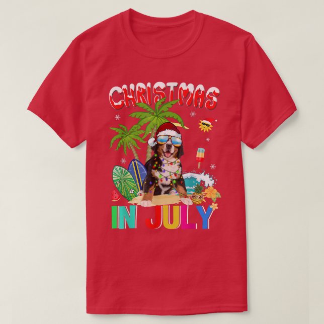 Berner Berg in Weihnachtsmannmütze Sonnenbrille We T-Shirt (Design vorne)