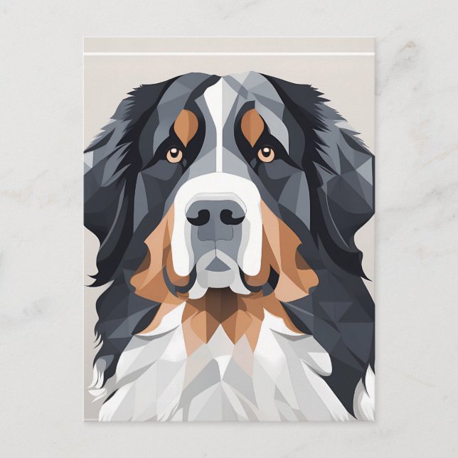 Berner Hund auf grauem Hintergrund Postkarte (Vorderseite)