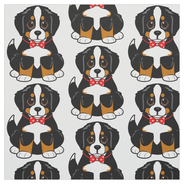 Berner Hund in der Krawatte Bow Fabric Stoff (Muster)
