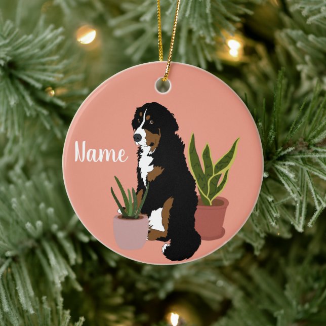 Berner Hund individuell anpassbar Keramik Ornament (Baum)