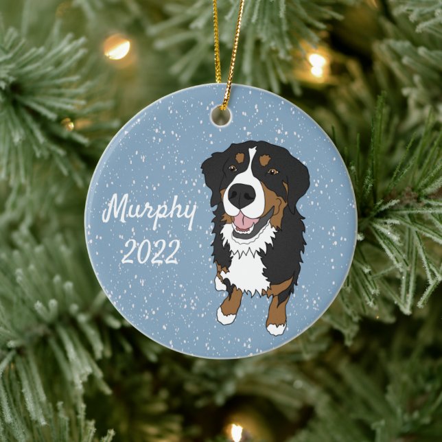 Berner Hund individuell anpassbar Keramik Ornament (Baum)
