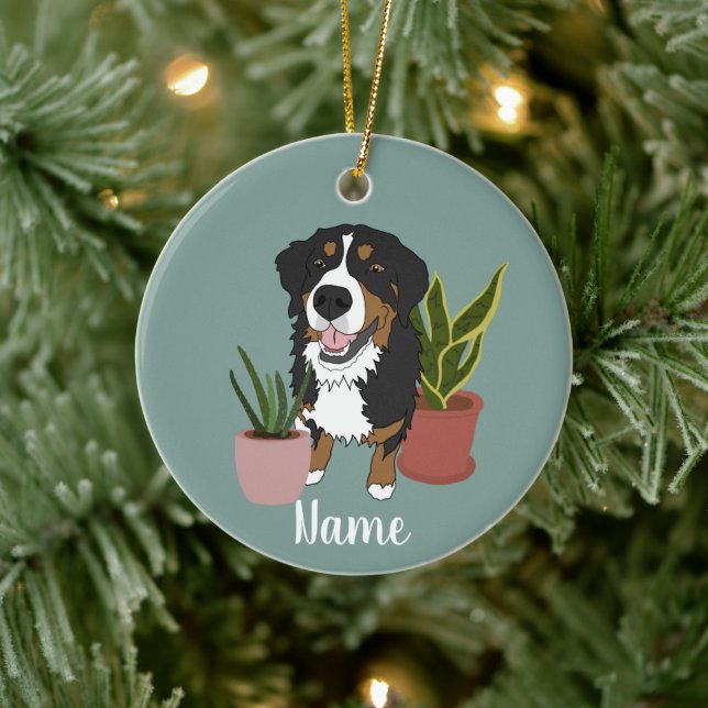 Berner Hund individuell anpassbar Keramik Ornament (Baum)