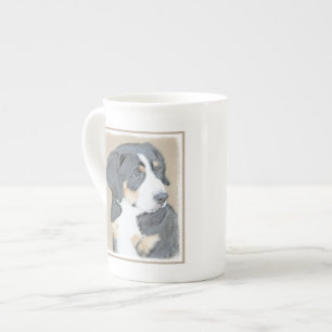 Berner Hund Welpenmalerei - Original Kunst Prozellantasse