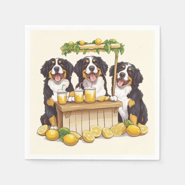 Berner Hunde auf einem Limonade-Stand Serviette (Vorderseite)