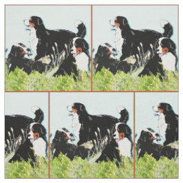 Berner Hunde im Gras Stoff