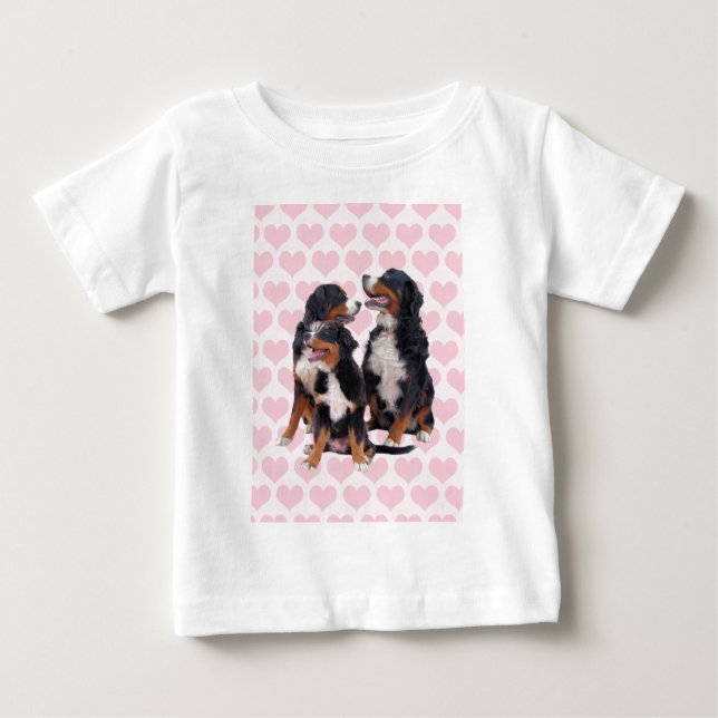 Berner Hunde mit rosa Herzen Baby T-shirt (Vorderseite)