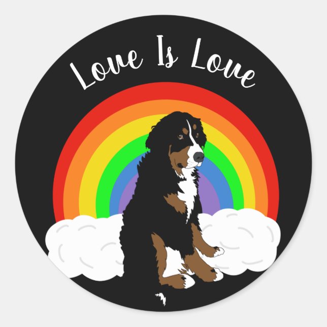 Berner Hundehund-Gay Pride individuell anpassbar Runder Aufkleber (Vorderseite)