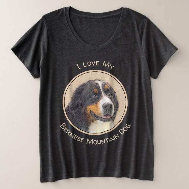Berner Hundemalerei - Original Hundekunst Große Größe T-Shirt (Design vorne)