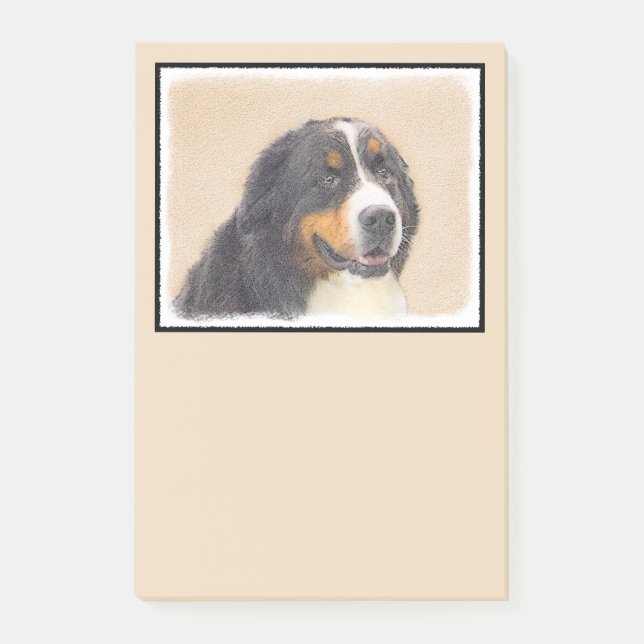 Berner Hundemalerei - Original Hundekunst Post-it Klebezettel (Vorderseite)