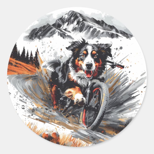 Berner Hundetour im Gebirge Runder Aufkleber (Vorderseite)