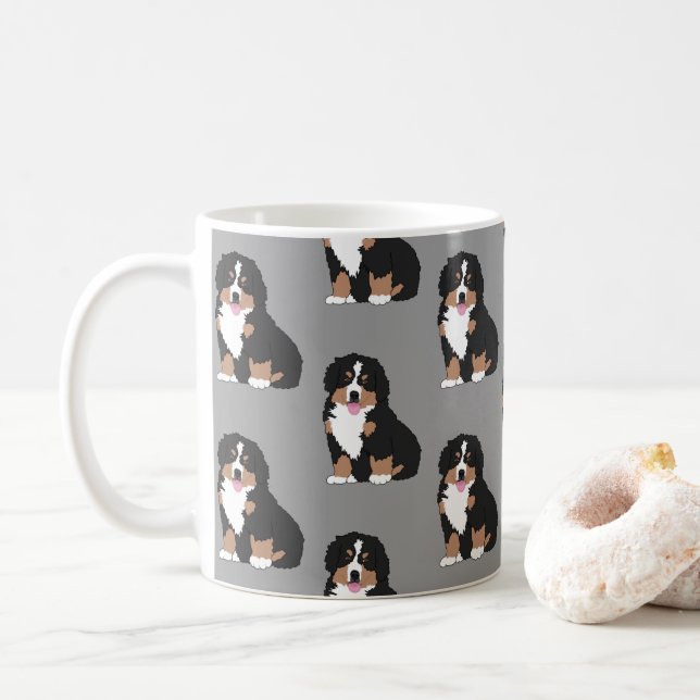 Berner Hundewelpen  Kaffeetasse (Mit Donut)