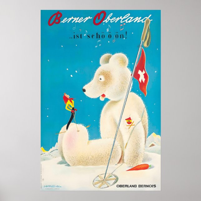 Berner Oberland Schweiz Winter Skiposter Poster (Vorne)