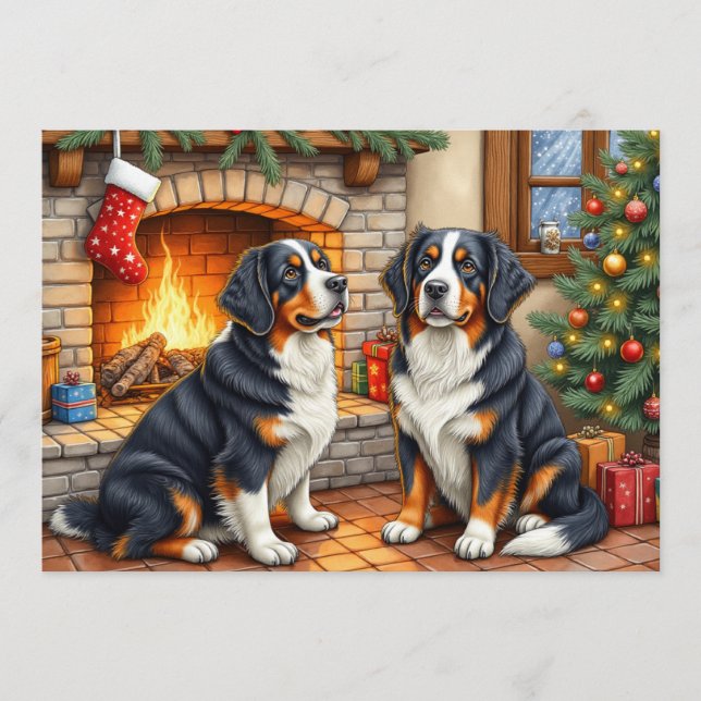 Berner Sennen Christmas Card Feiertagskarte (Vorderseite)