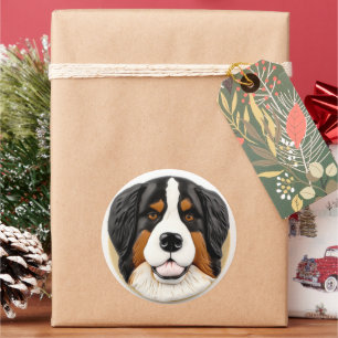 Berner Sennenhund 3D inspiriert Runder Aufkleber