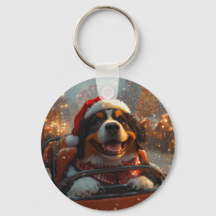 Berner Sennenhund Achterbahn Weihnachten  Schlüsselanhänger