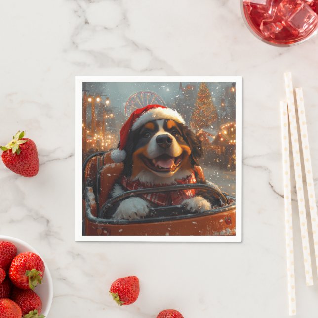 Berner Sennenhund Achterbahn Weihnachten  Serviette (Beispiel)